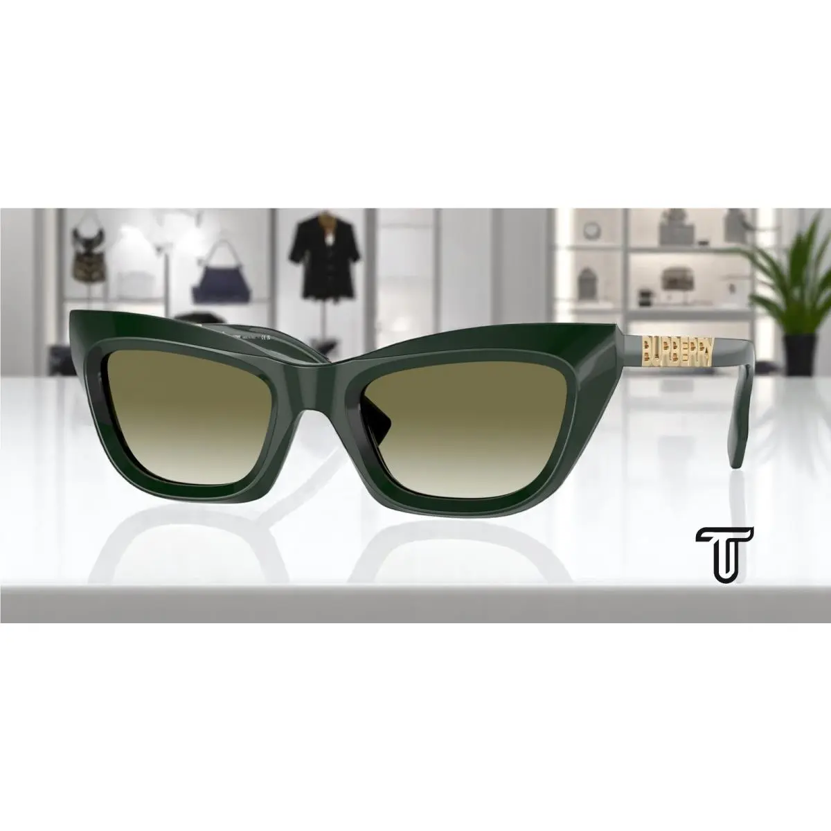 BE4409 40388E Green Clear Gradient Dark Green 51 mm Women`s Sunglasses by Burberry