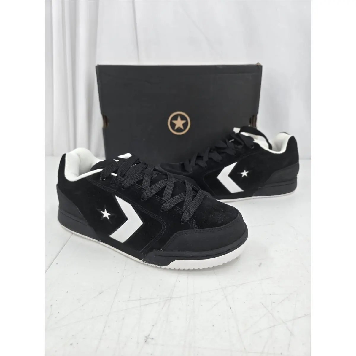 Vintage Converse Rodeo Ox Skate Shoes Suede Black White 1W192 Mens Size 9