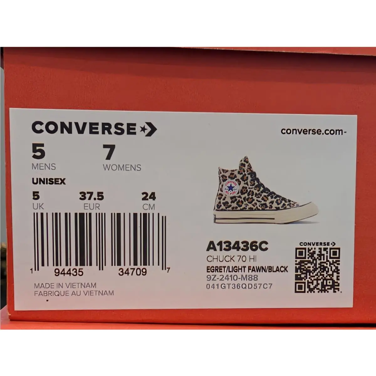 Converse shoes - Converse Chuck 70 Hi - Chuck - A13436C - White / Leopard Print, Manufacturer: Egret / Light Fawn - Black (UPC: 194435347097) 11