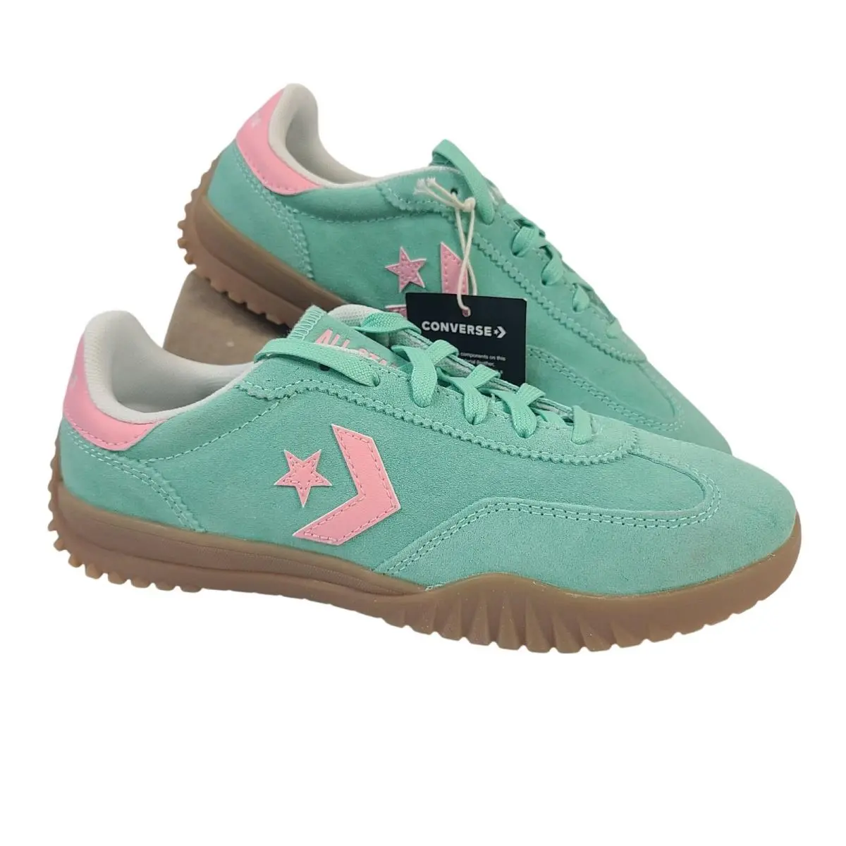 Converse Run Star Trainer OX Women`s Sneakers Aqua Pink Suede Size 7