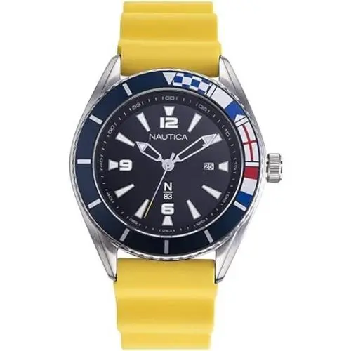 N83 Urban Surf Yellow Silicone Rubber Strap Steel Men`s Watch NAPUSS904 by Nautica