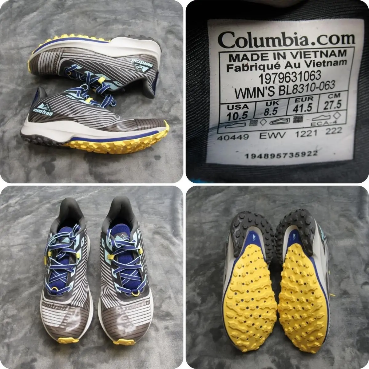 Columbia Running Shoes Women 10.5 Gray Blue Trinity AG Montrail Trail Gym