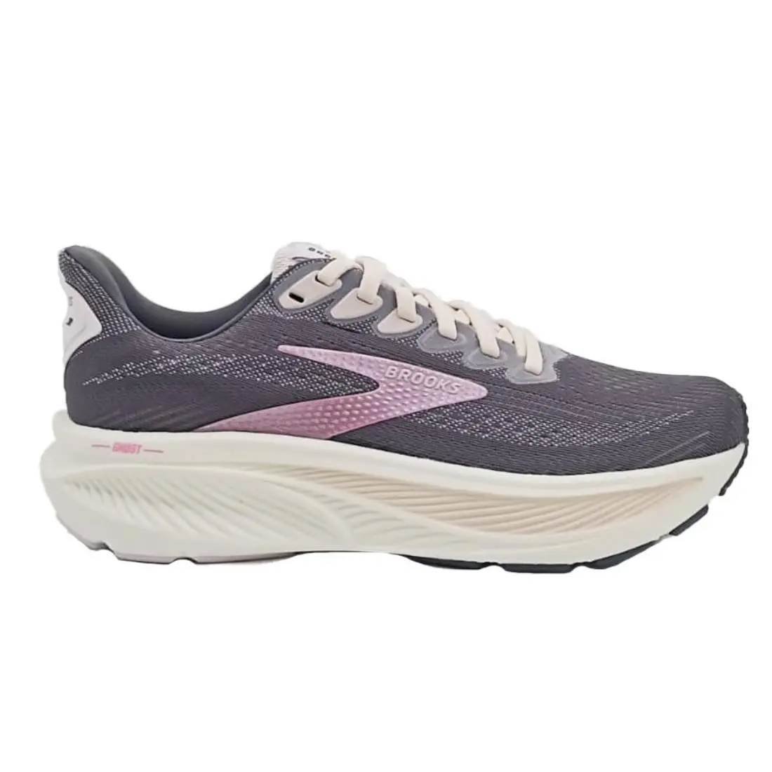 Brooks Ghost 17 Womens Shoes Size 7 Color: Seed/pink/bluewash - Seed/Pink/Bluewash, Main: Grey