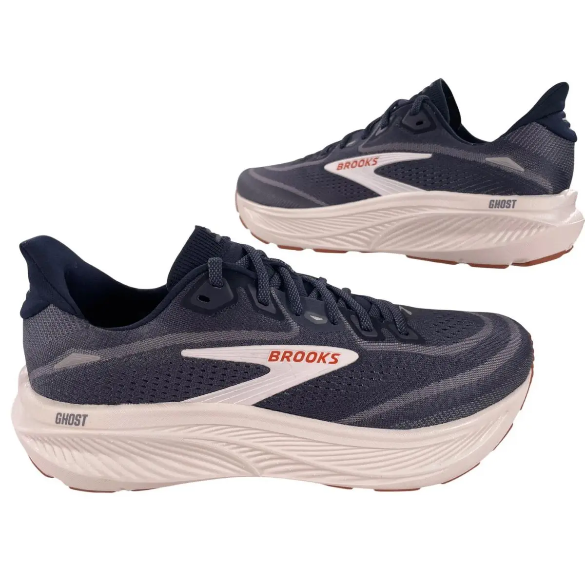 Brooks Ghost 18 Shoes Athletic Running Navy Blazer/red Earth Men`s Size 8.5
