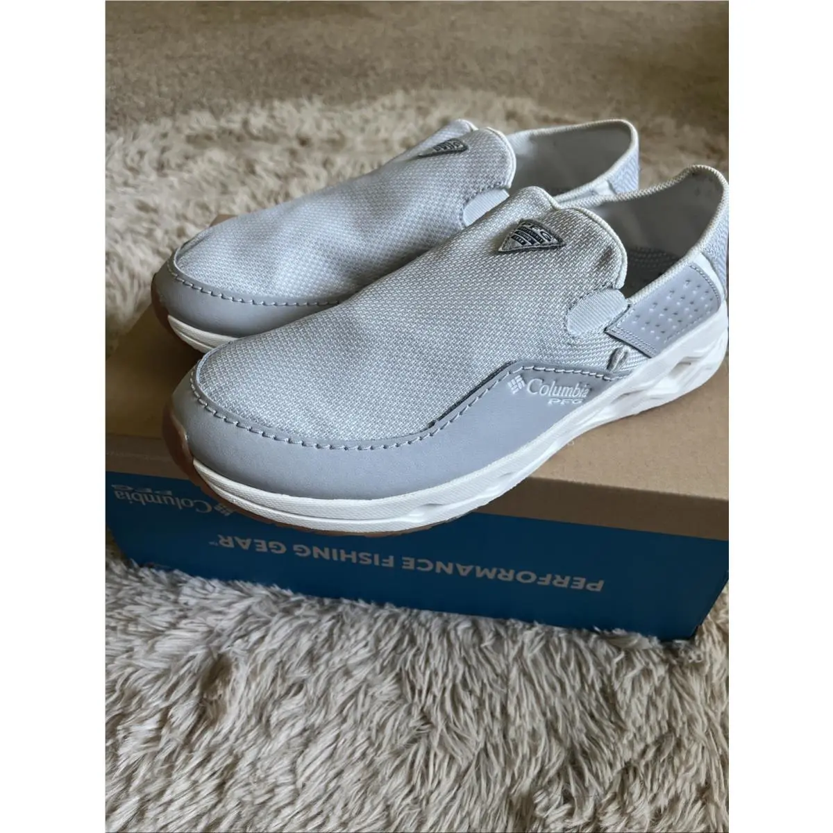 Columbia Pfg Bahama X Slip-on Mens 9 Grey Ice Sea Salt Comfort Shoes BM2675-063