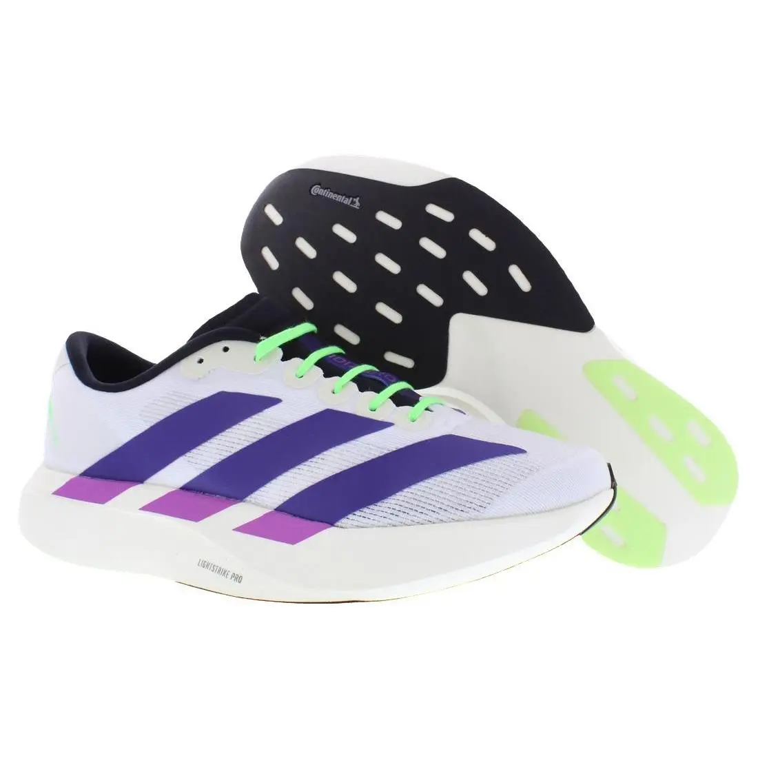 Adidas Adizero Evo SL Mens Shoes - Footwear White/Collegiate Purple/Lime Burst, Main: White
