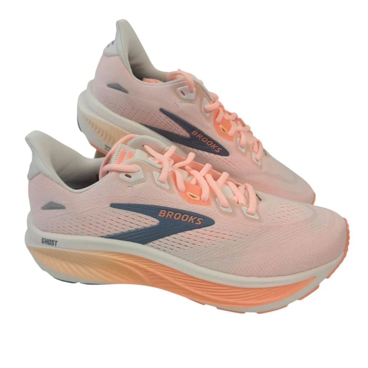 Brooks Ghost 18 Women`s Running Shoes Star White/cyber Peach/grey Sz 8.5 Wide D