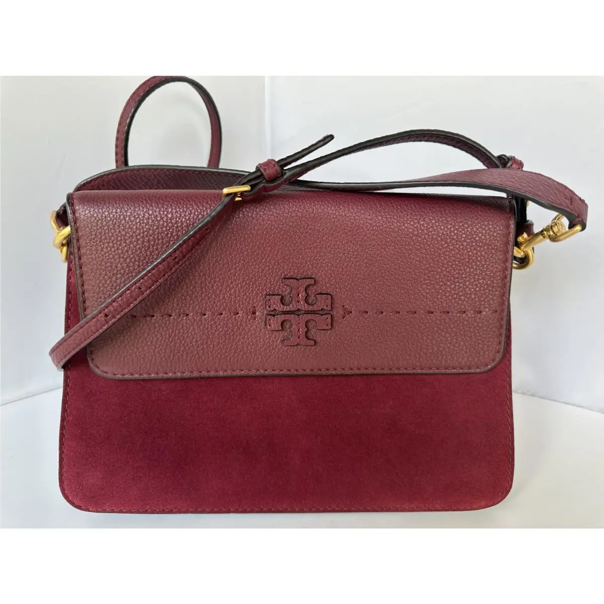 Tory Burch Women`s Mcgraw Shoulder Bag Handbag Imperial Garnet