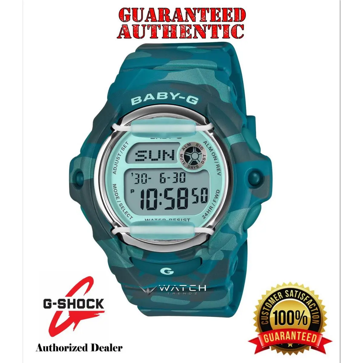 Baby-g BG169CM-2 Camouflage Blue Face Protector Digital Watch by Casio