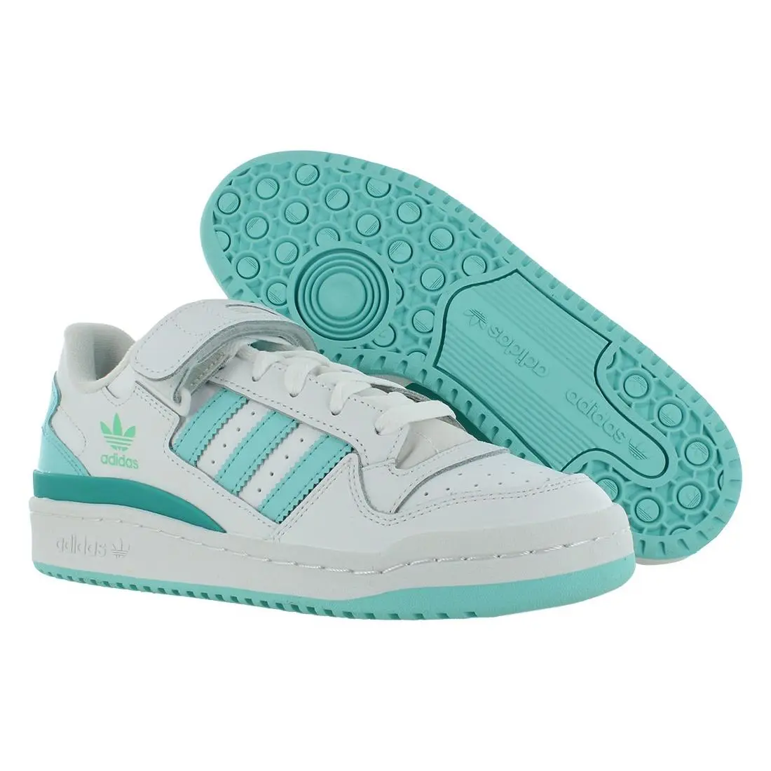 Adidas Forum Low Leather Womens Shoes - Footwear White/Clear Aqua/Pulse Mint, Main: White