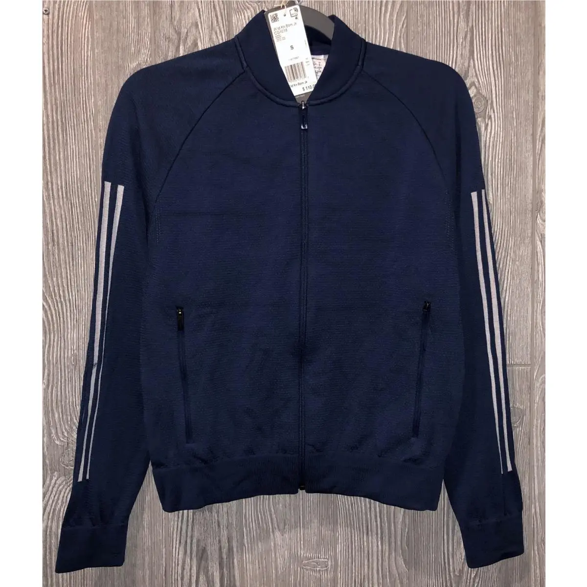 Adidas clothing - ADIDAS ID Knit Noble Indigo Blue White Bomber Jacket - CG1018 - Blue 1