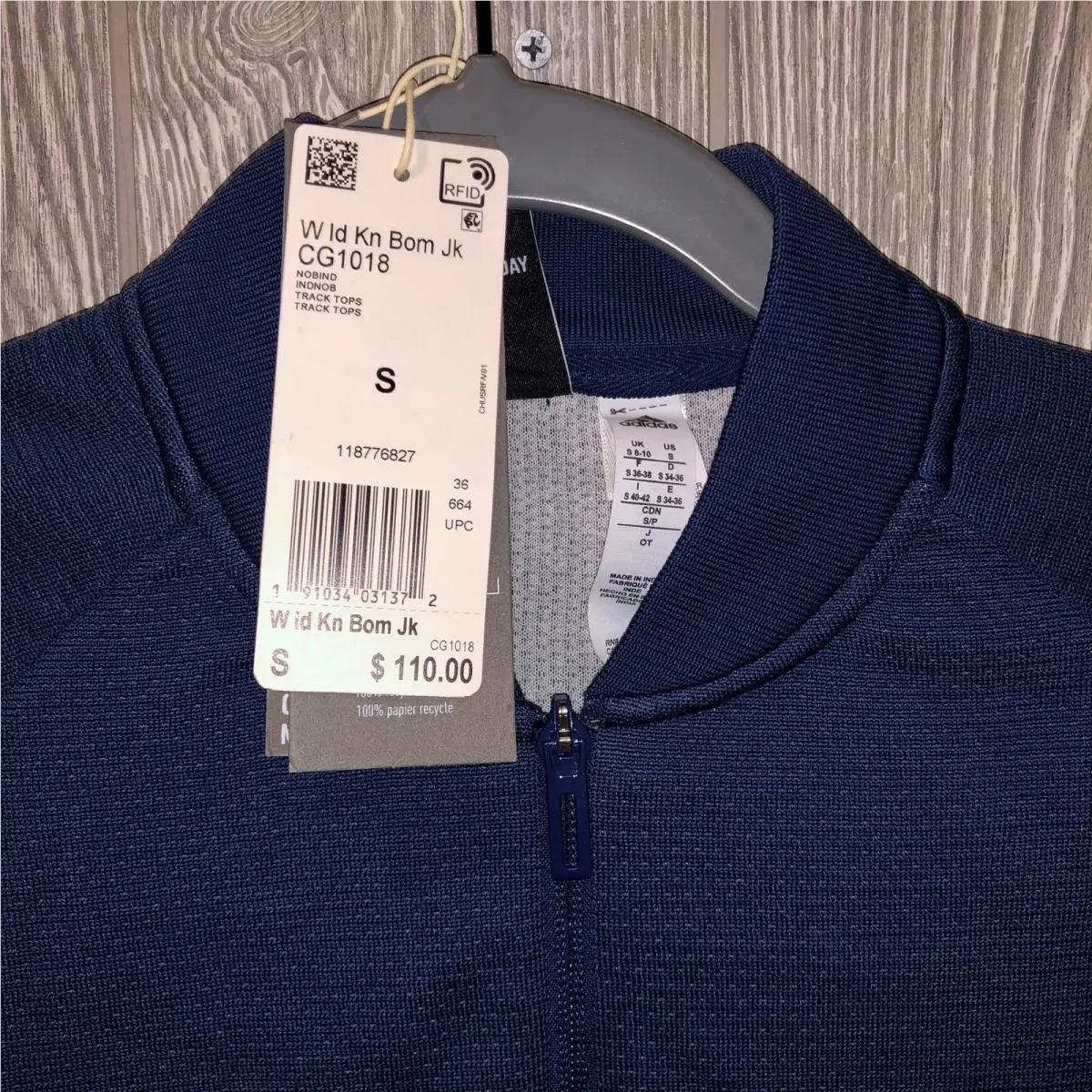 Adidas clothing - ADIDAS ID Knit Noble Indigo Blue White Bomber Jacket - CG1018 - Blue 4