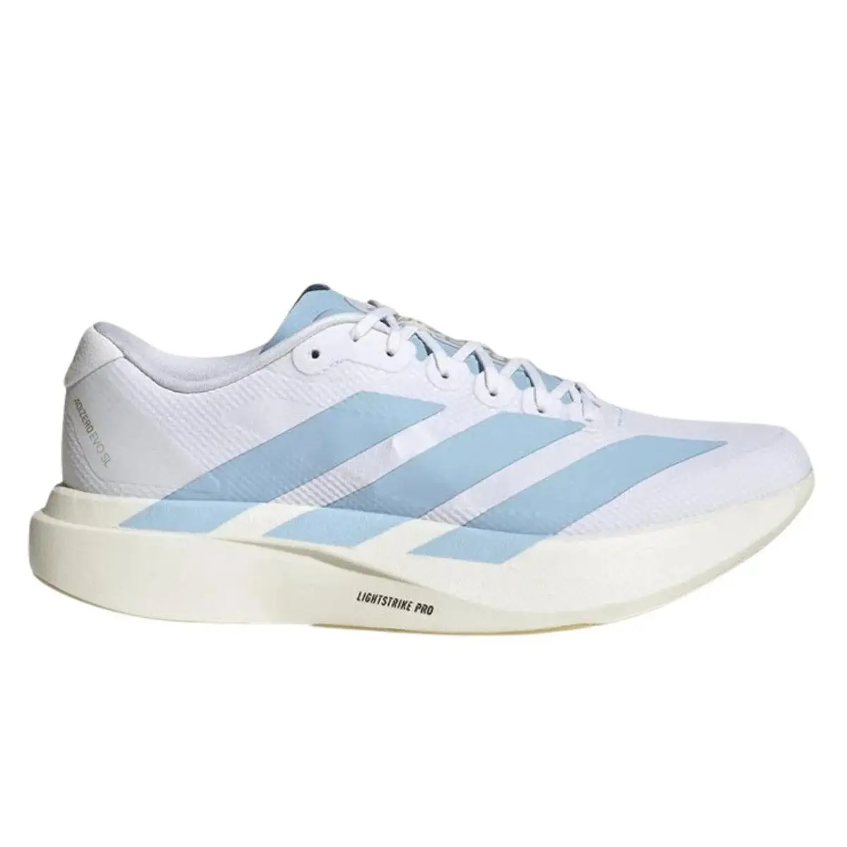 Adidas shoes - Adidas Adizero EVO SL WOVEN Shoes - Cloud White / Clear Blue / Matte Gold 4