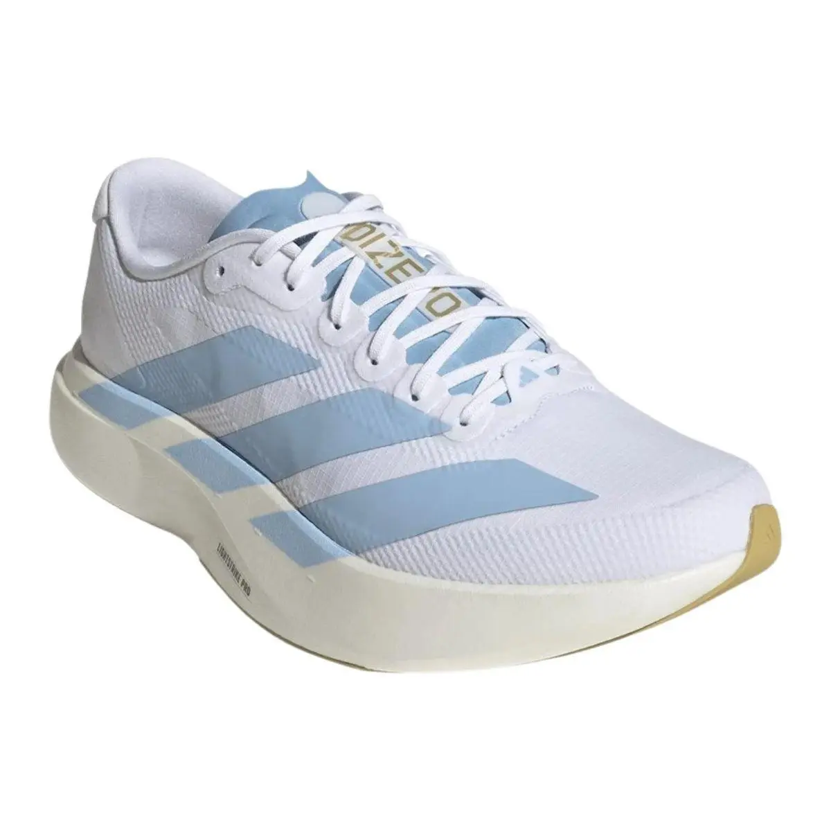 Adidas shoes - Adidas Adizero EVO SL WOVEN Shoes - Cloud White / Clear Blue / Matte Gold 6