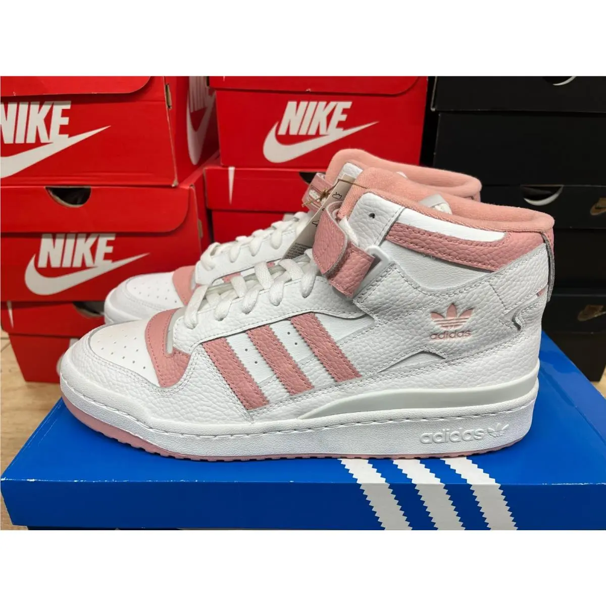 GY5820 Size 6.5-12- Adidas Forum Mid White Pink Men