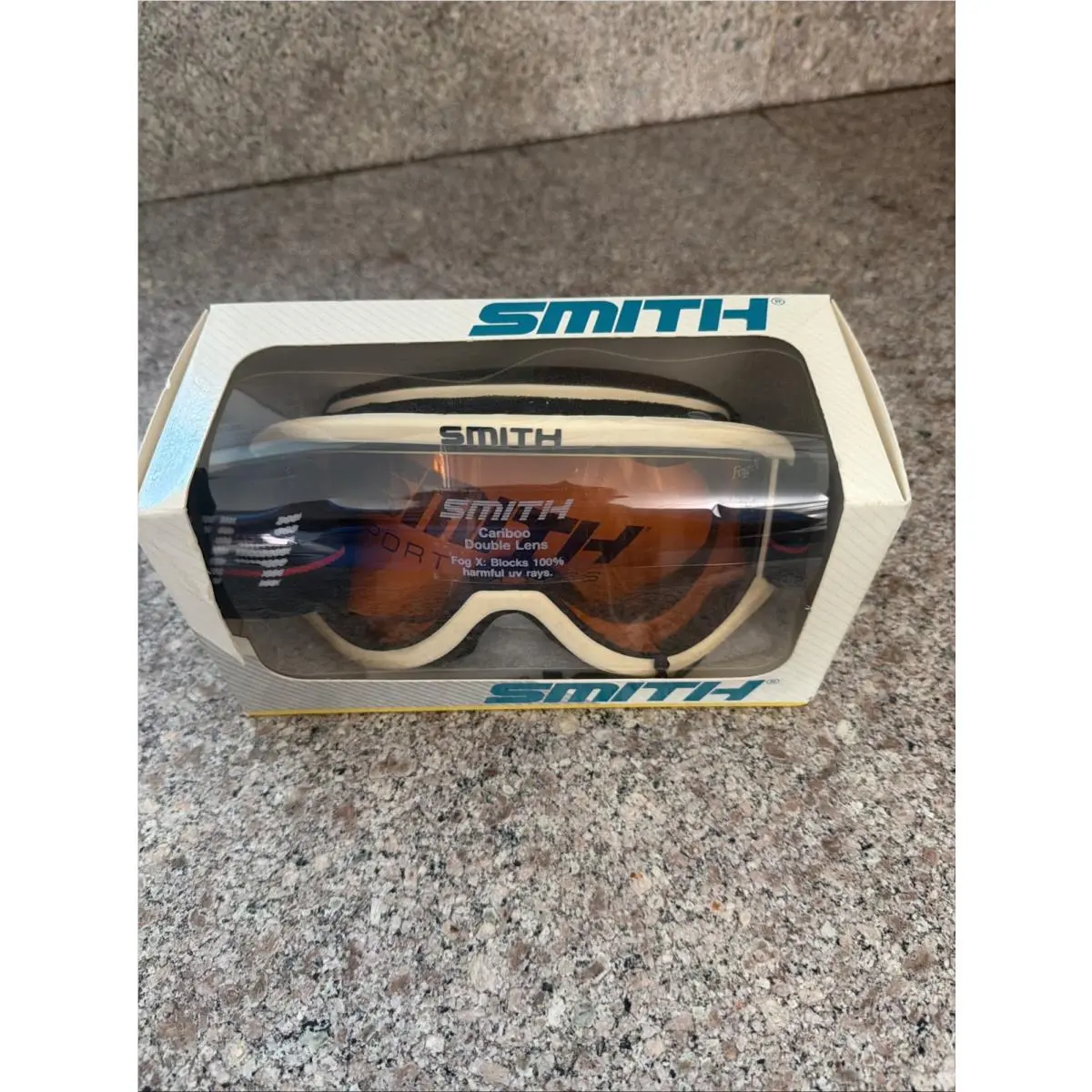 Vintage Smith Cariboo Otg Ski Goggles White Gold Double Lens CB2GWT Nos Box by Smith Optics