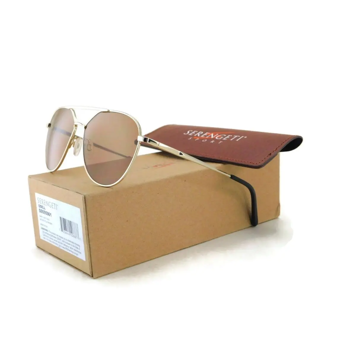 Serengeti Odell Sunglasses Shiny Light Gold / Polarized Drivers Lens