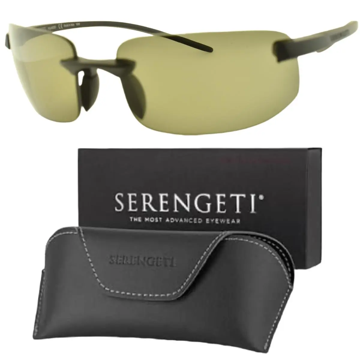 Lupton S SS552006 Black Rectangle Rimless Unisex Sunglasses by Serengeti