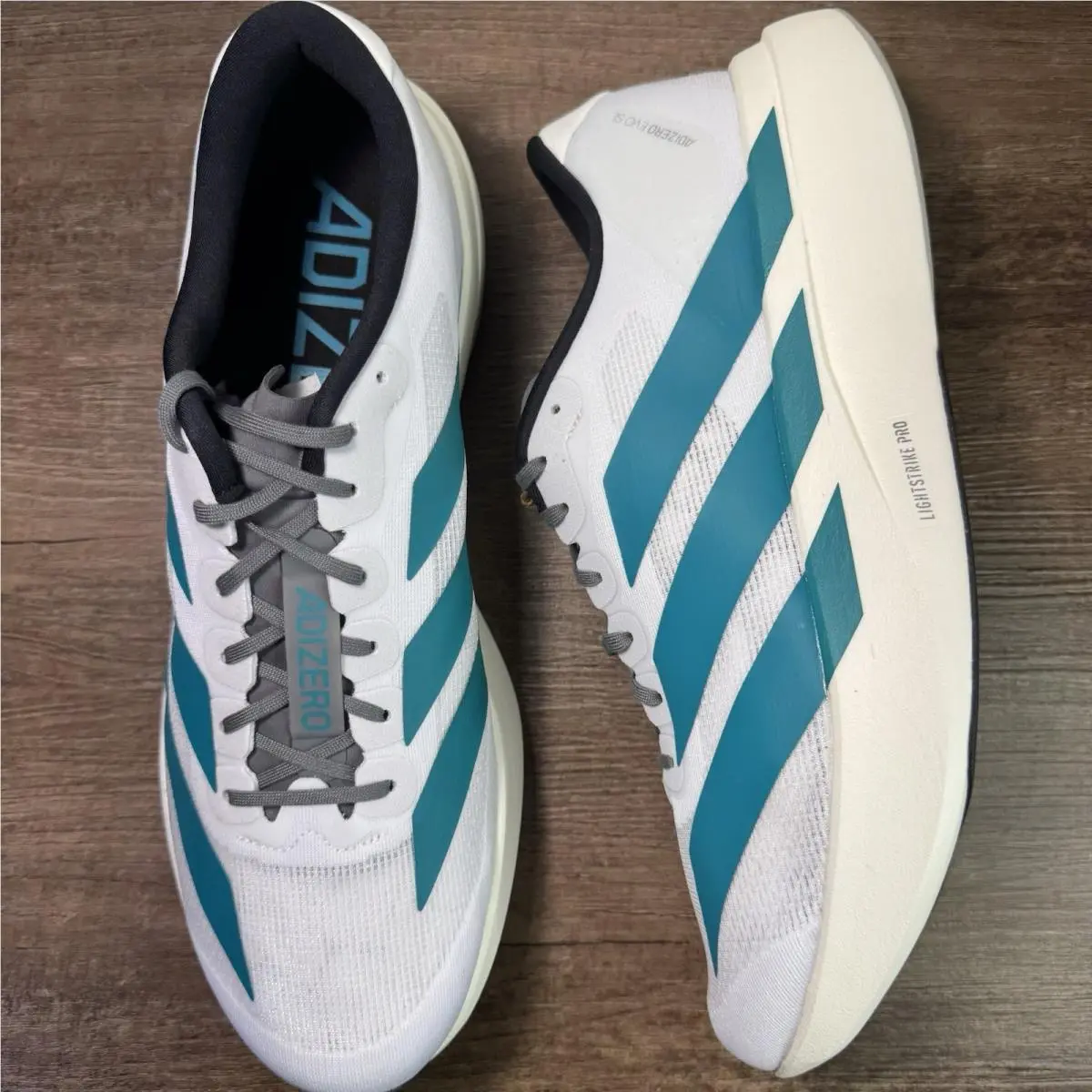 Adidas Adizero Evo SL ‘white/pure Teal’ Men’s Size 14 JS4487 No Lid