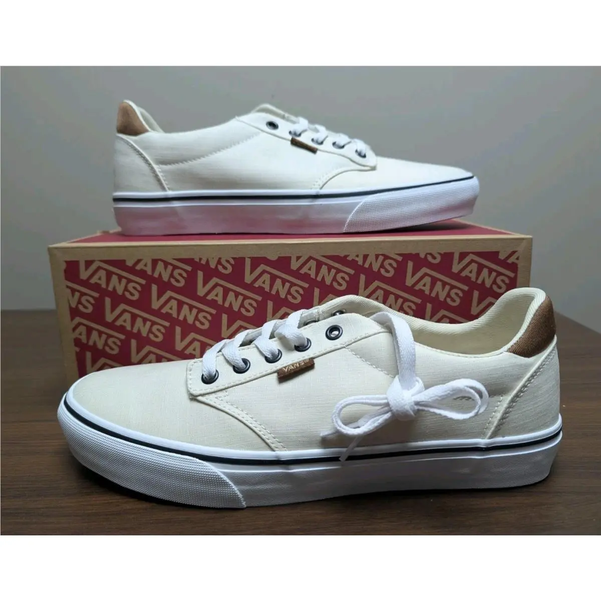 Mens  Atwood Deluxe Turtledove Woven Skate Sneakers Off White Sz 10.5 by Vans
