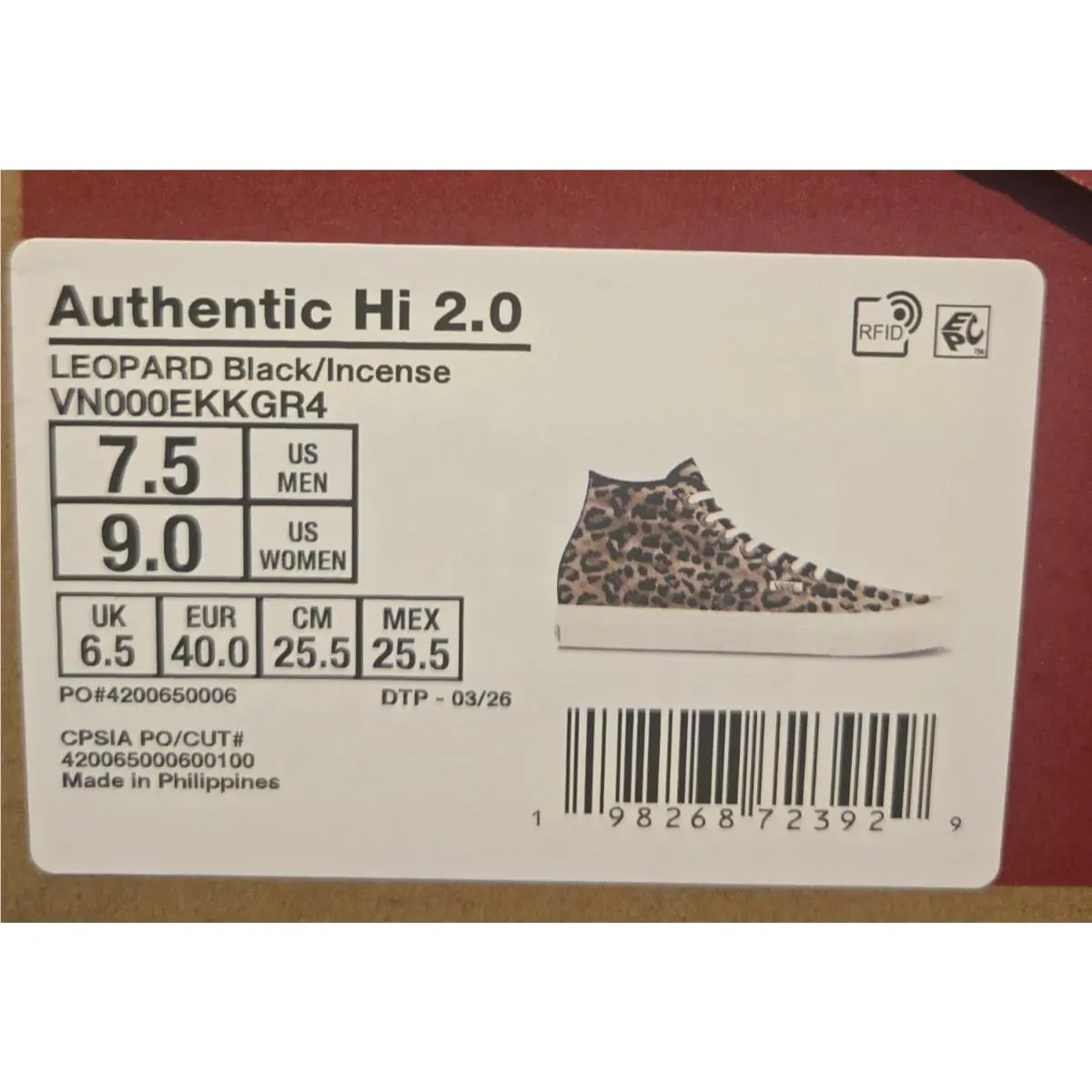 Vans shoes - 2.0 - VN000EKKGR4 - Leopard/Black Incense (UPC: 198268723929) 6