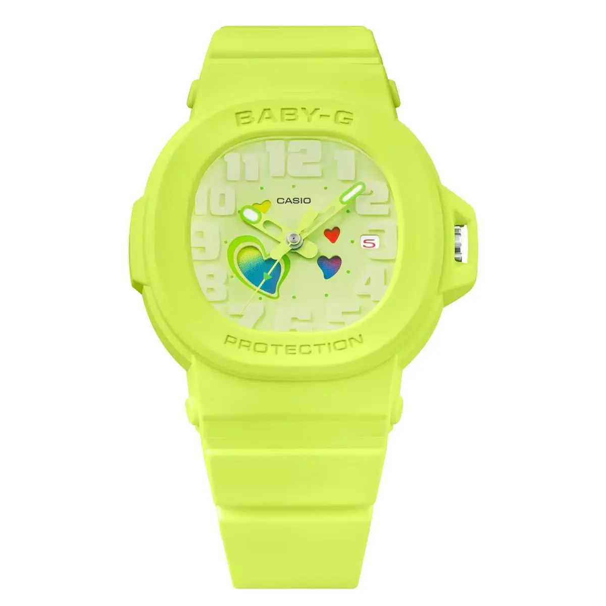 Women`s Watch - Baby-g Quartz Heart Motif Green Dial Resin Strap BGA-10 by Casio