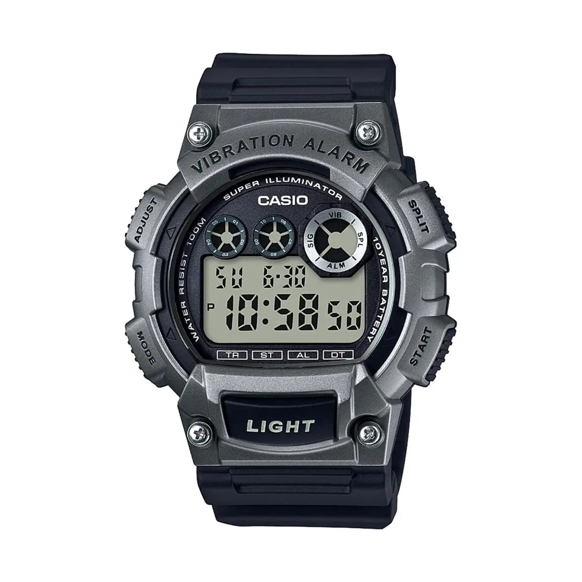W735H Series Men’s Digital Watch Silver/black 100M WR Countdown by Casio