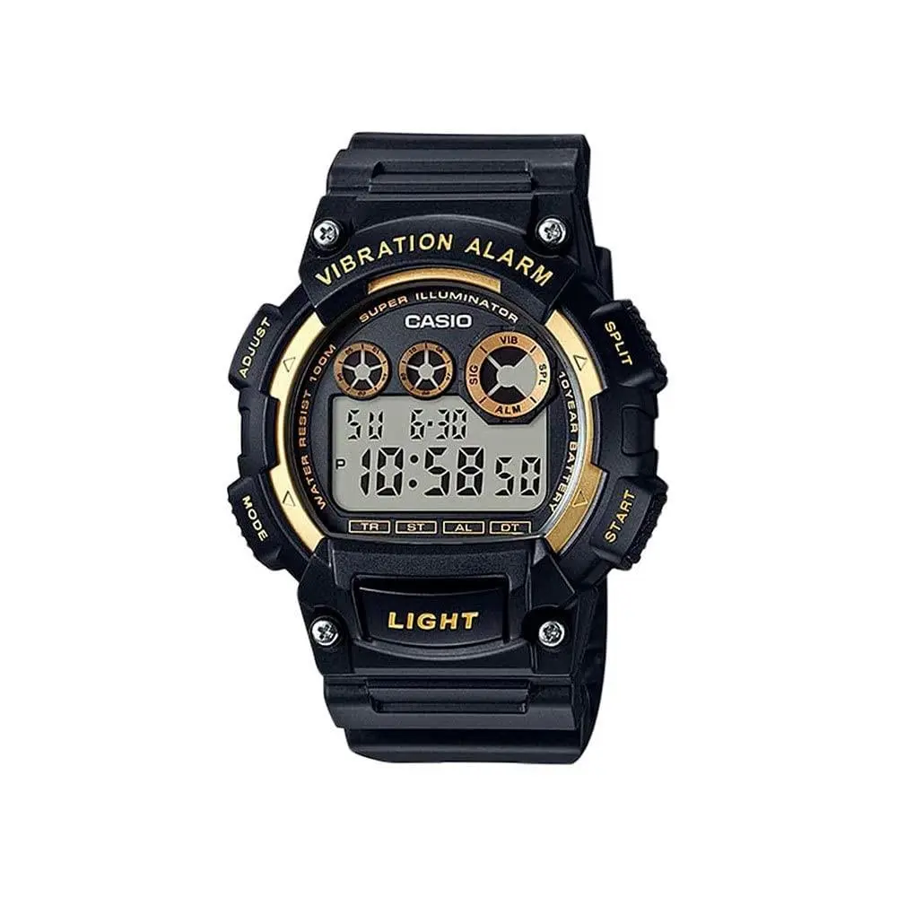 Men`s W-735H-1A2VCF Super Illuminator Digital Display Quartz Black Watch by Casio