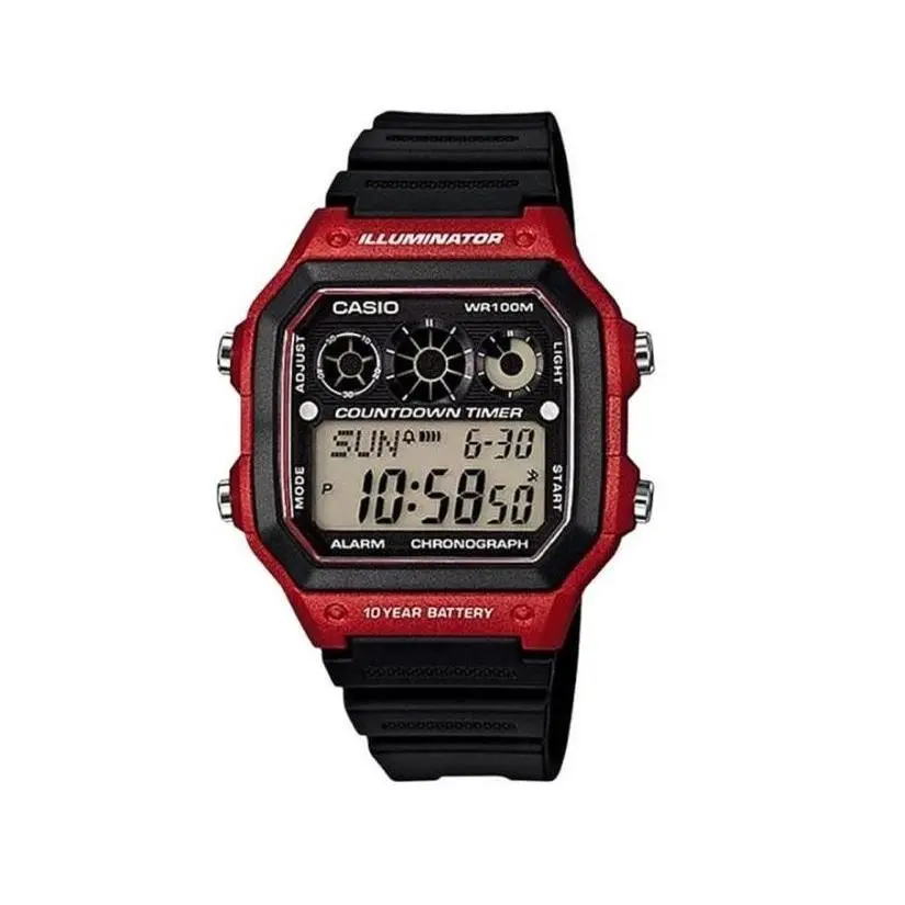 Casio AE-1300WH-4AVDF Red Digital Watch Wristwatch Timepiece Everyday Wear