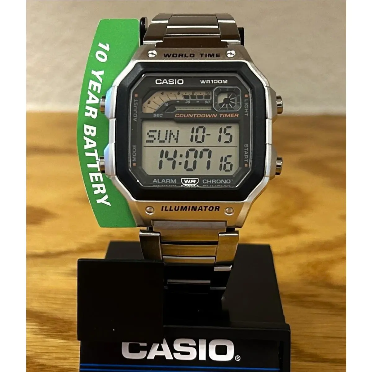 WS-1600H Watch with The Stainless Steel Band - World Time by Casio
