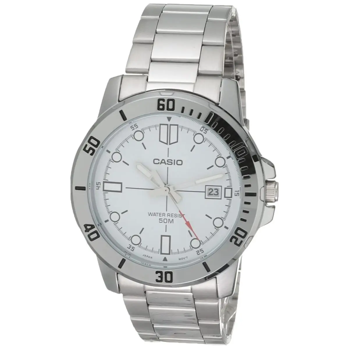 Classic Silver-tone Stainless Steel Band Date Indicator Watch Model: by Casio