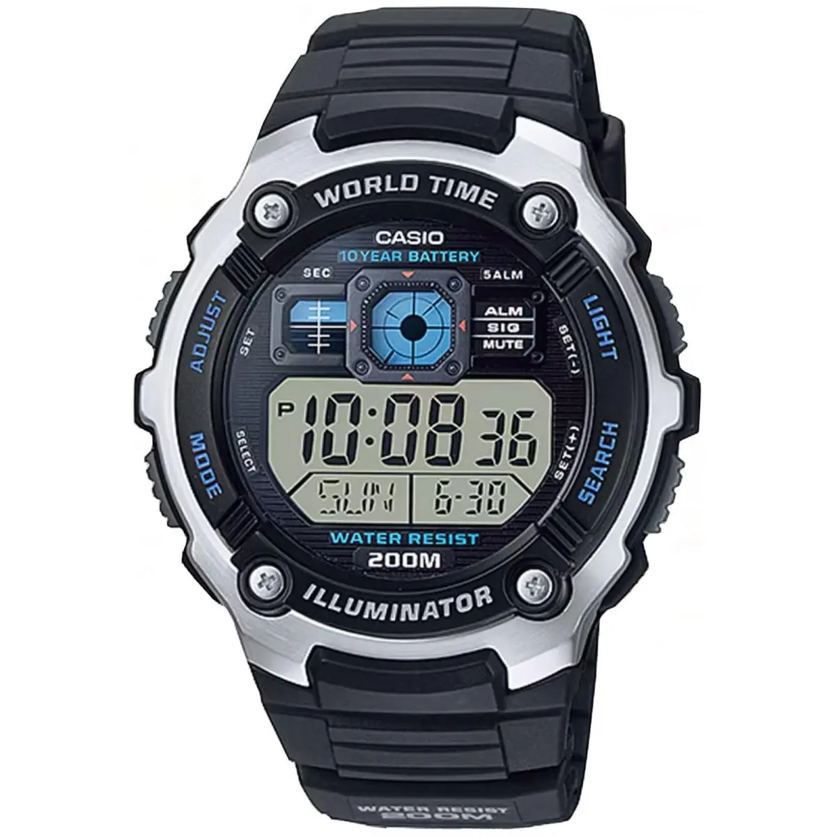 Men`s AE2000W1AV Digital Sport Watch 200M Water Resistant 10Year CR2025 by Casio