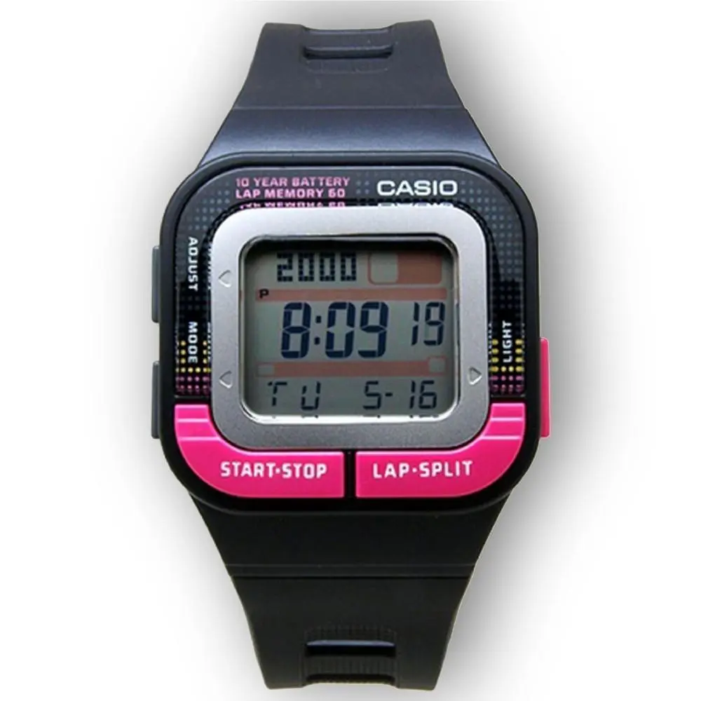 Casio Digital Watch SDB100-1b Black and Pink Quartz Watch