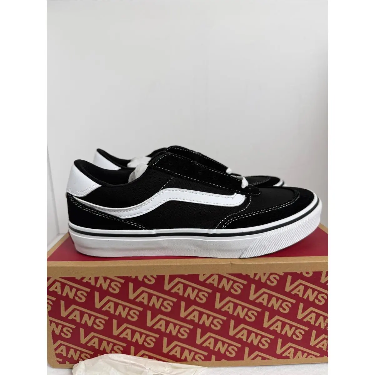 Brooklyn LS Low Sneakers Mens 7 Black White Canvas Suede Skate Classic Shoe by Vans