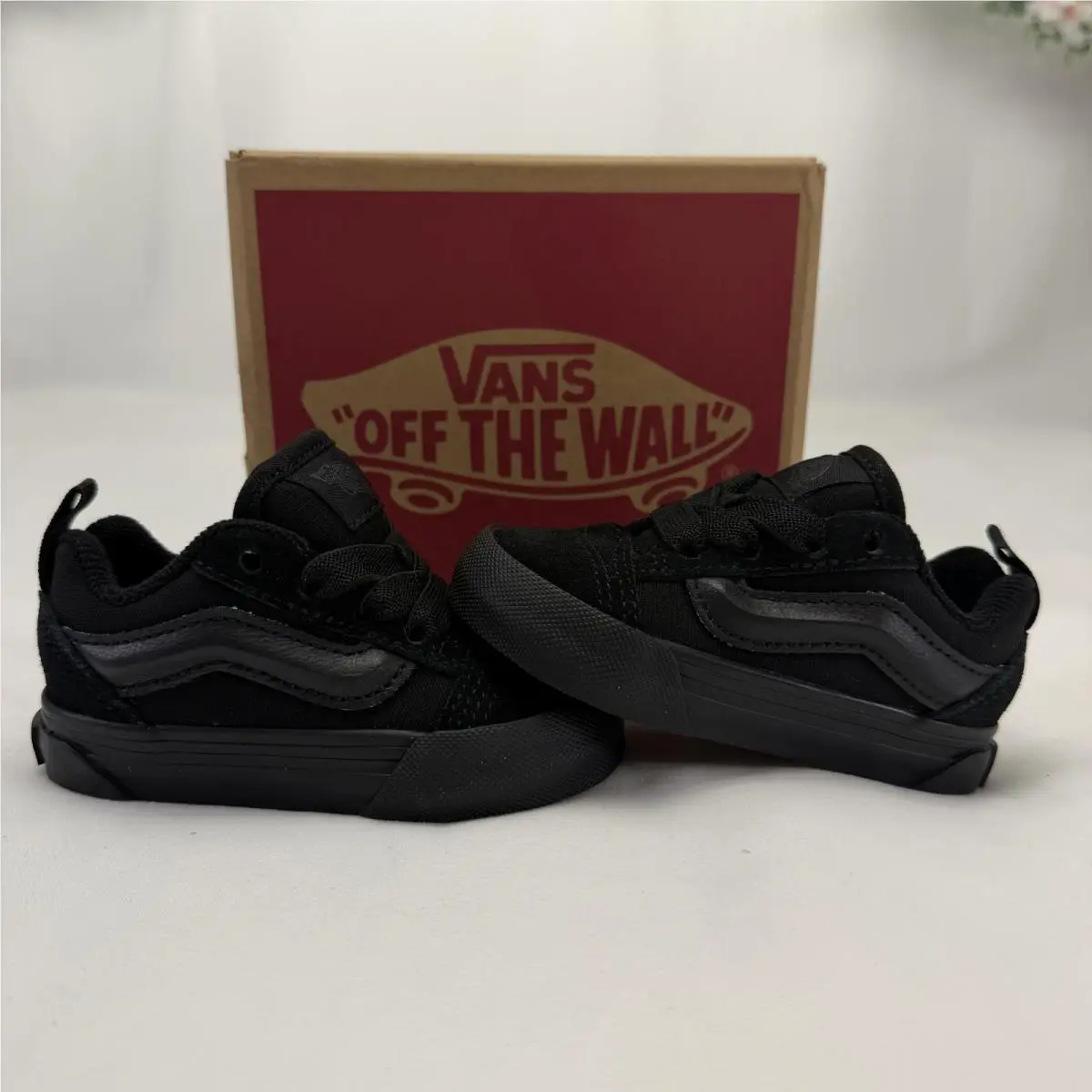 Vans Knu School Suede Canvas Sneakers Triple Black Toddler Size 4