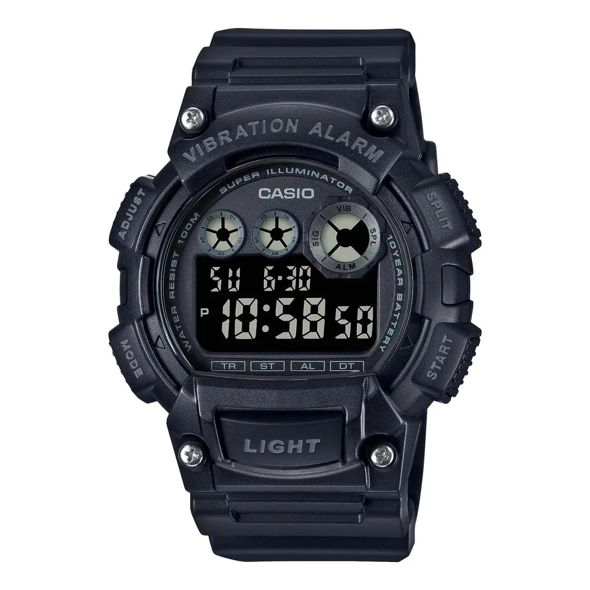 Men`s Shock-resistant Digital Sport Watch with Black Dial - W-735H-1BV by Casio