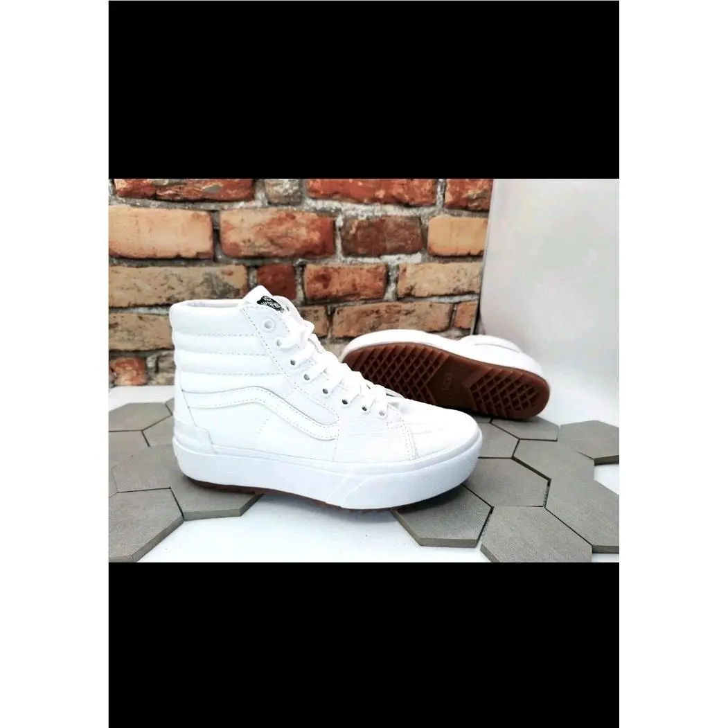 Mens  Sk8-Hi Stacked Lugged Sneakers White Canvas Platform Shoes Sz 8.5 by Vans