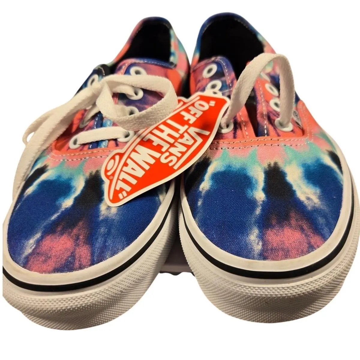 Authentic Tie Dye Multi True White Canvas Skate Shoes Low Top 721356 by Vans