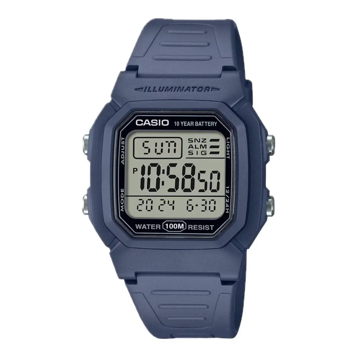 Men`s Water-resistant Digital Watch with Blue Strap - W-800H-2AVCF by Casio