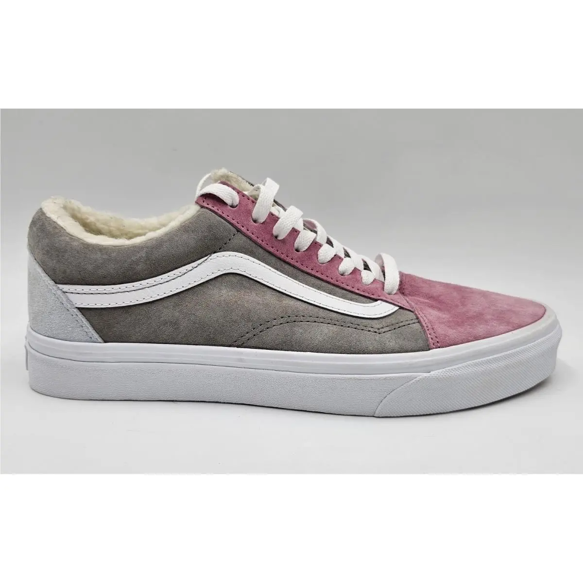 Old Skool Suede Water Repellent Fur Lined Sneakers Grey Pink Mens 9.5 by Vans