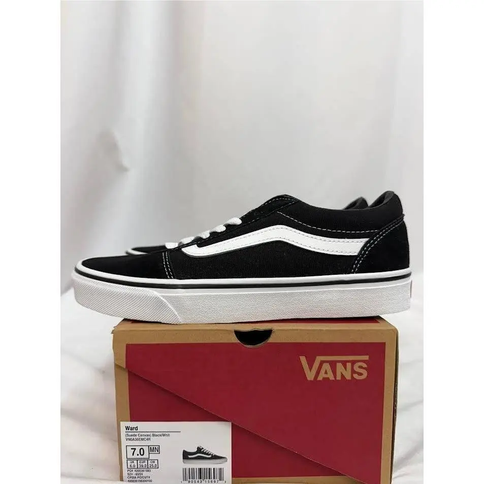 Men`s Ward Sneaker Suede Canvas Black White SIZE-7 M by Vans