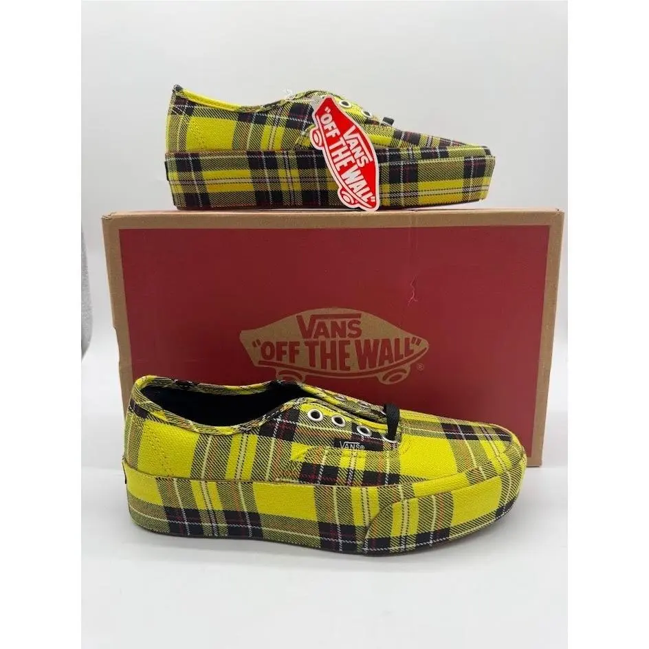 Authentic Stackform Stackform Yellow Plaid Platform Canvas Sneakers Men by Vans