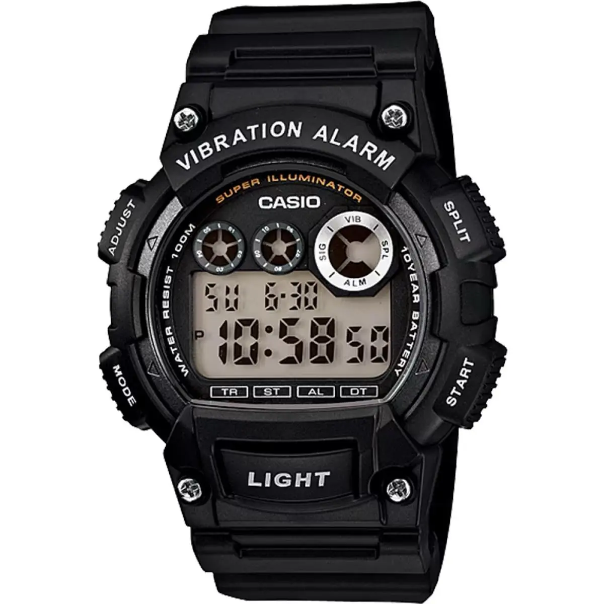 Men`s Shock-resistant Digital Sport Watch with Black Dial - W-735H-1AV by Casio