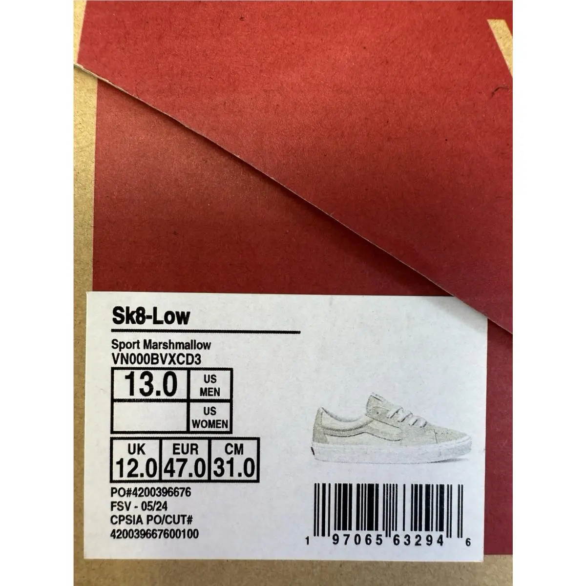 Vans shoes - Sk8-Low - BN000BVXCD3 - Sport Marshmallow (UPC: 197065632946) 3