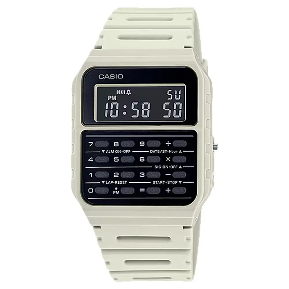 Men`s Vintage Calculator Watch with White Band - CA-53WF-8BCF by Casio