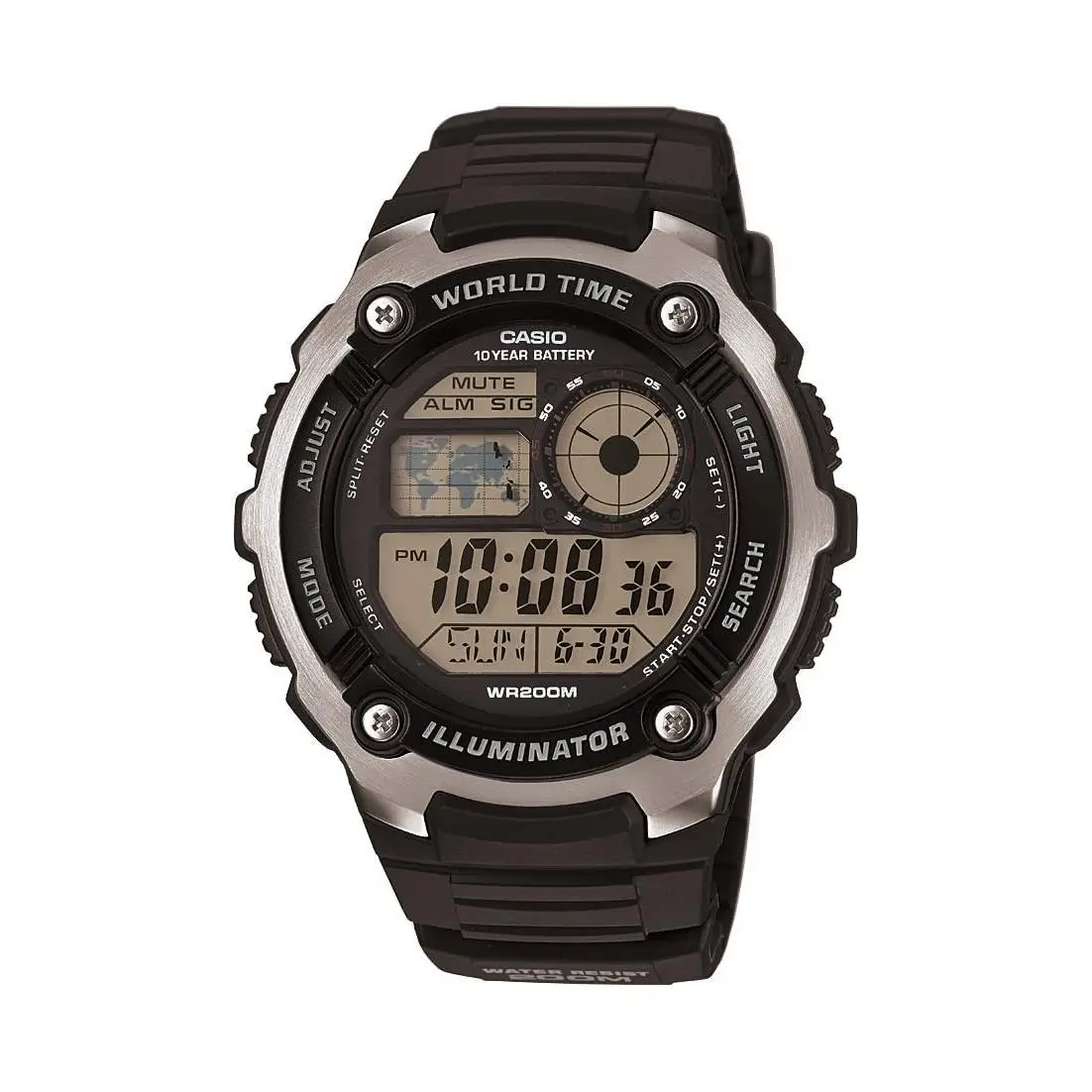Men`s AE-2100W-1AVCF Digital 10-Year Battery Digital Display Quartz Black by Casio