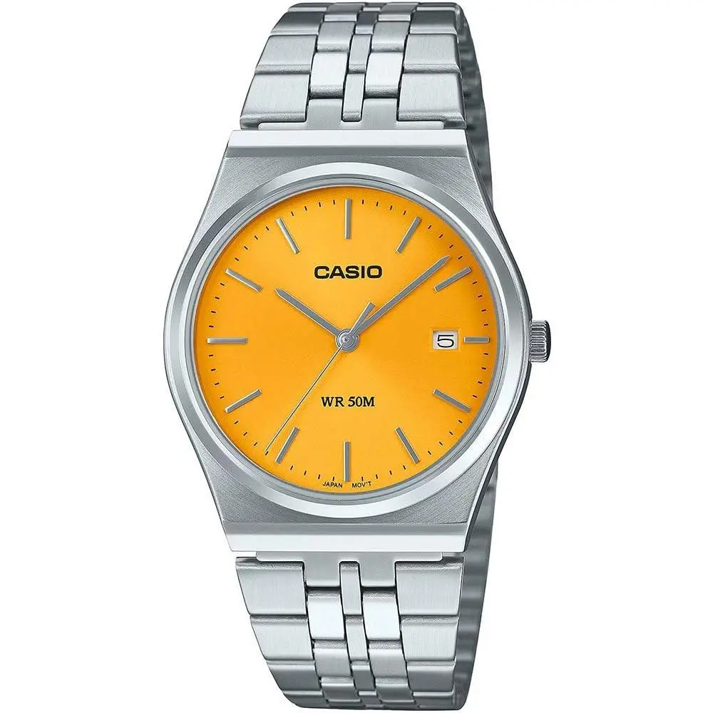 MTP-B145D-9AV Men`s Vintage Stainless Steel Yellow Dial 3-Hand Analog by Casio