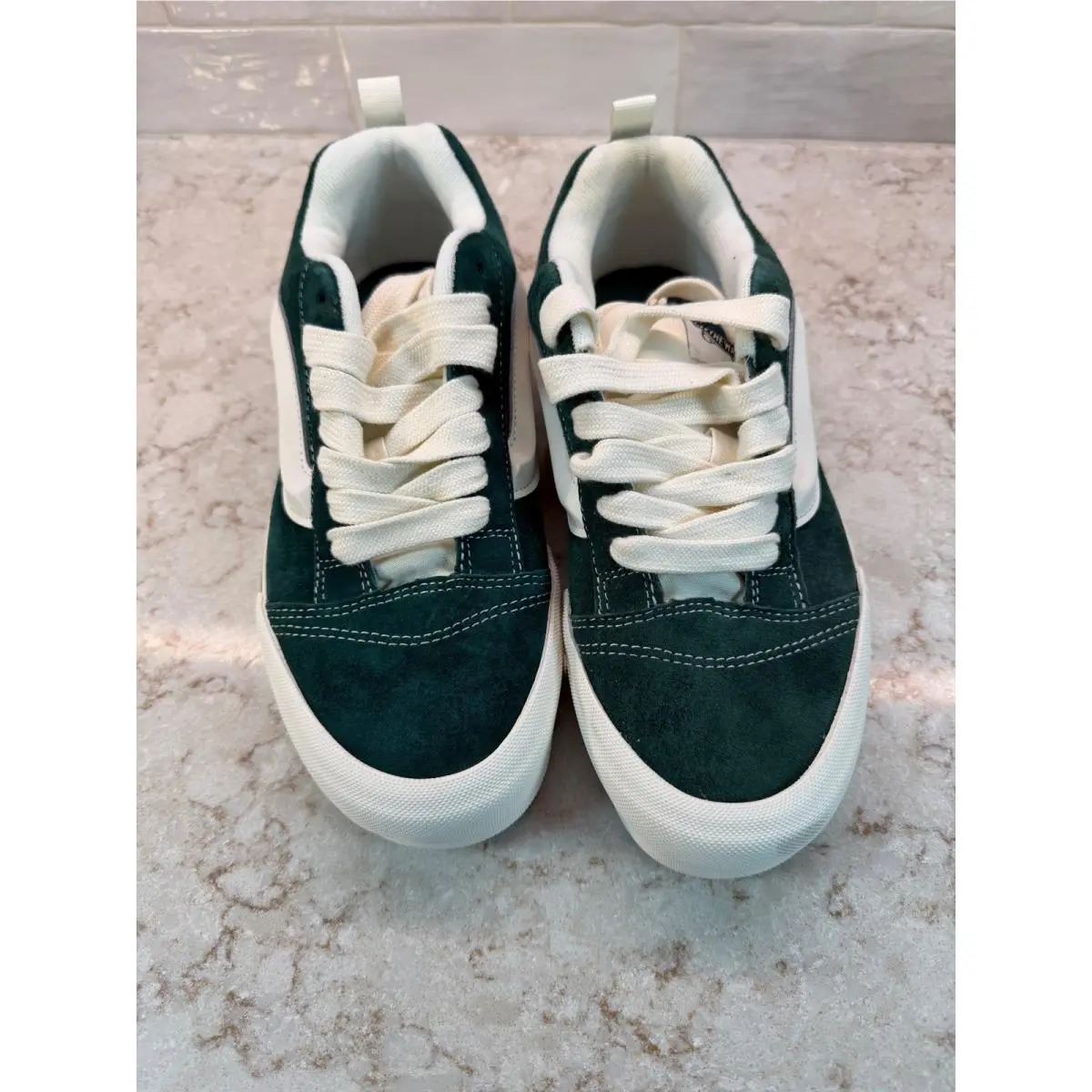 Knu Skool Green White Suede Water Repellent Sneakers Mens 9.5 W 11 by Vans