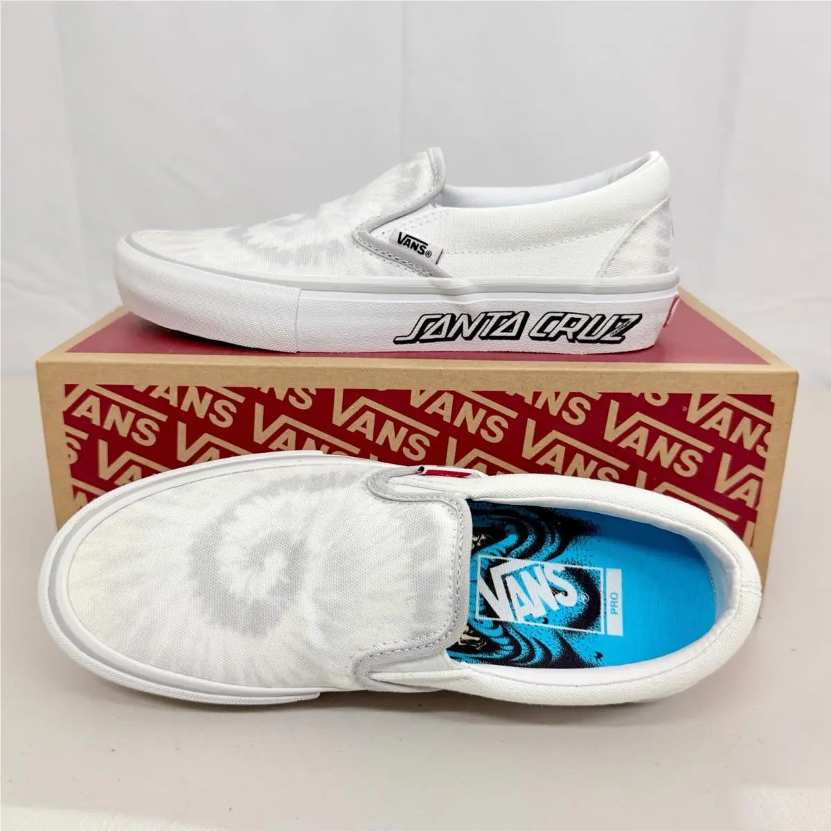 x Santa Cruz Slip-on Pro Tie Dye White Skate Shoes M5.5 W7 VN0A38DD2CJ by Vans