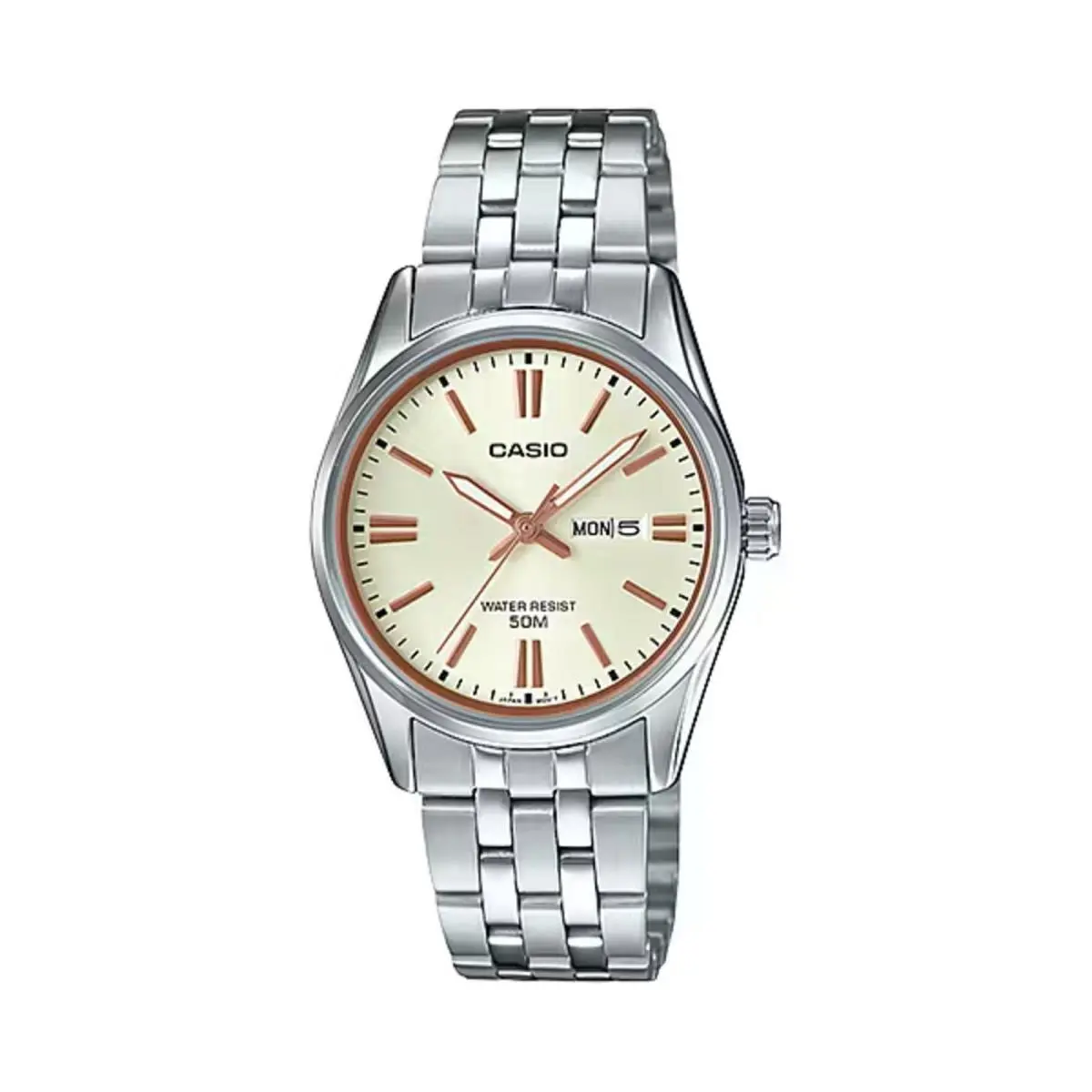 Women’s Beige Dial Stainless Steel Bracelet Watch - LTP-1335D-9AV by Casio